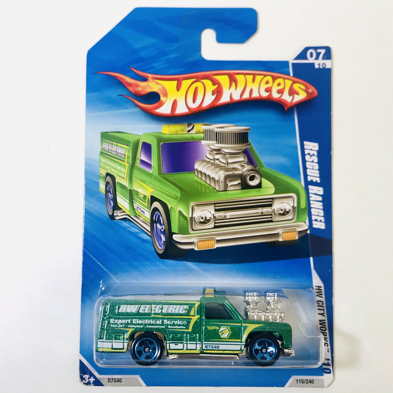 2010 Hot Wheels HW City Works Rescue Ranger verde 5SP