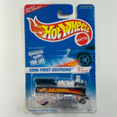 1996 Hot Wheels First Editions Rail Rodder negro con Motor Cromado 5SP con MGW base ZAMAC de China