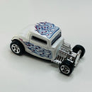 1999 Hot Wheels 32 Ford Coupe 1018 blanco con flamas 5SP - Loose