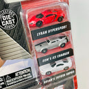 2021 Jada Nano Hollywood Rides Fast & Furious 3 Pack Set de 3 - Lykan Hypersport, Dom's Ice Charger Dodge, Brian's Toyota Supra