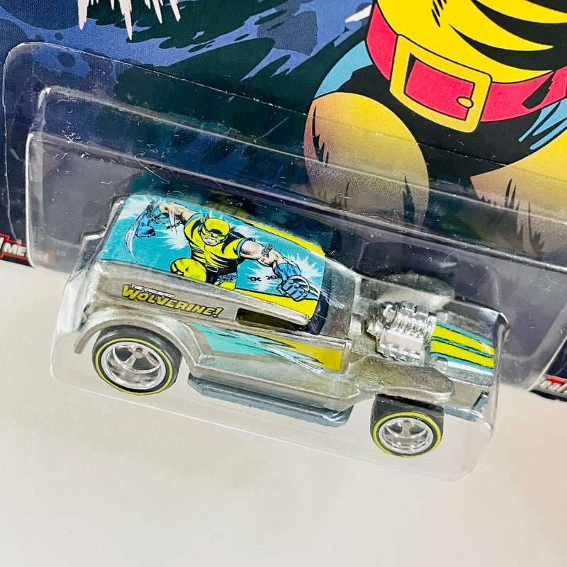 2015 Hot Wheels Pop Culture Marvel The Dreaded Wolverine Double Demon Delivery ZAMAC Llantas de Goma RR base ZAMAC