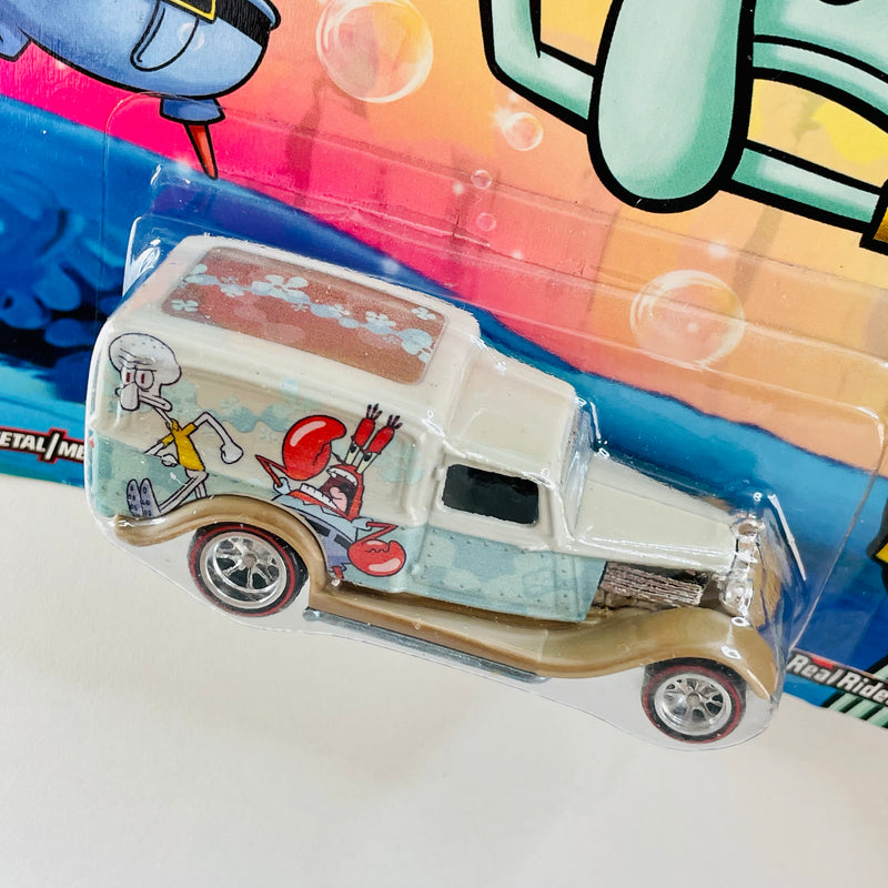 2015 Hot Wheels Pop Culture SpongeBob Squarepants Bob Esponja 34 Dodge Delivery plata con celeste Llantas de Goma RR Redline base ZAMAC