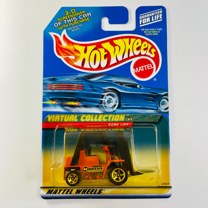 2000 Hot Wheels Virtual Collection CAT Fork Lift naranja 5SP base ZAMAC