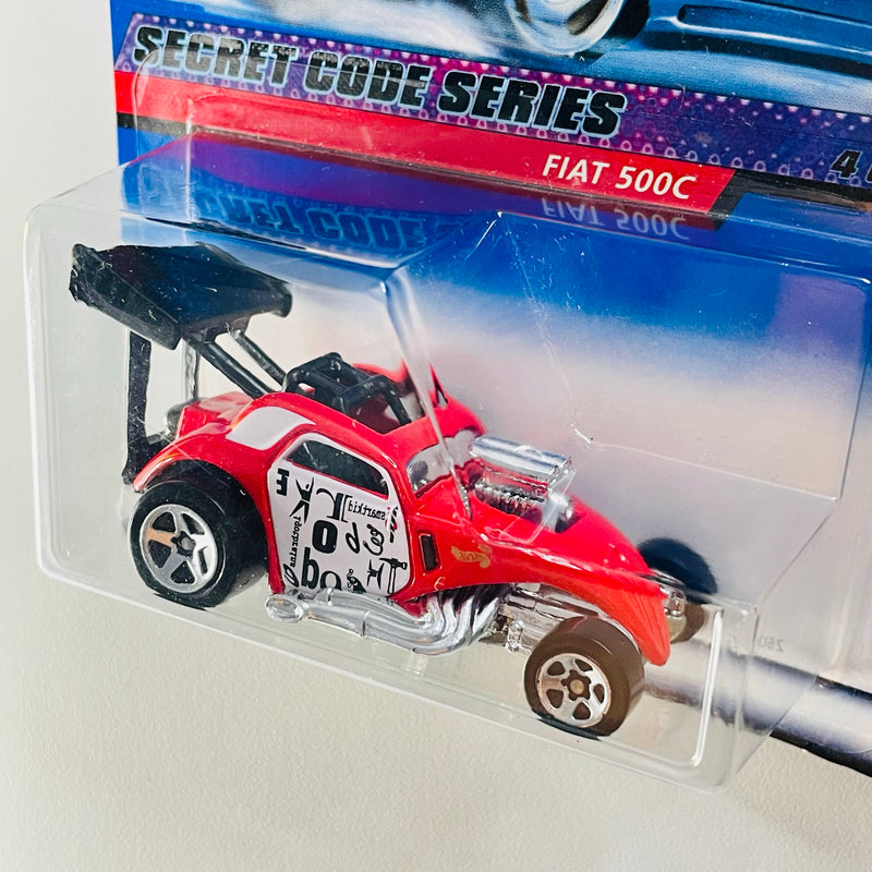 2000 Hot Wheels Secret Code Series Fiat 500C rojo 5SP base ZAMAC Blíster 90s