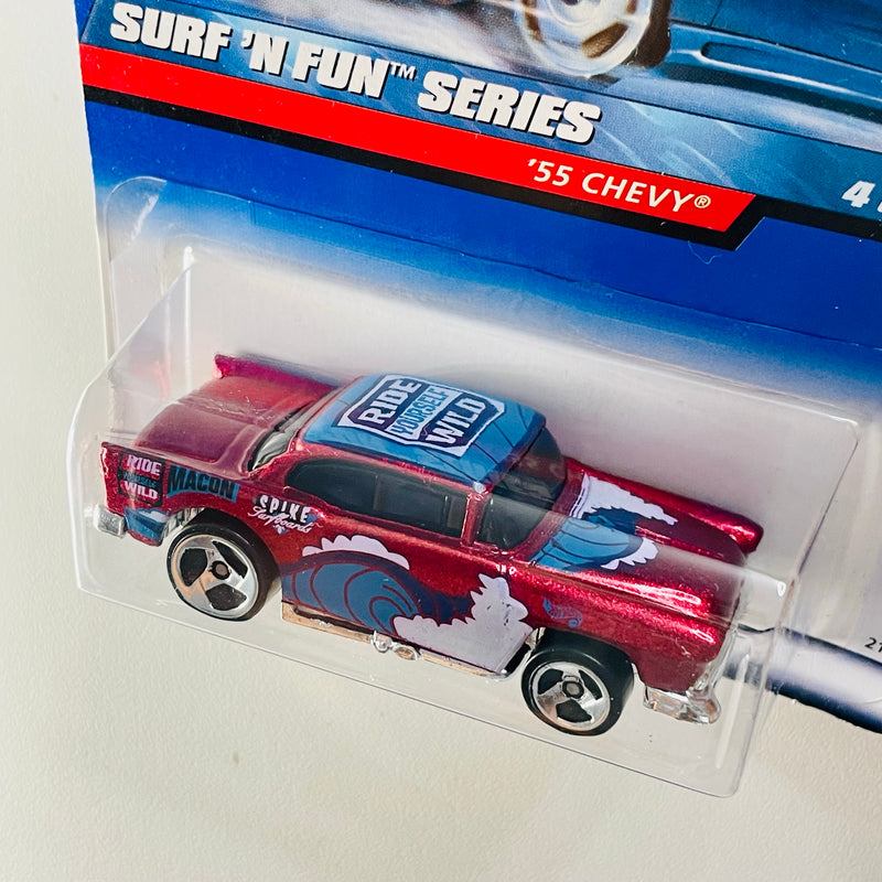 1999 Hot Wheels Surf n Fun Series 55 Chevy rojo metálico 3SP