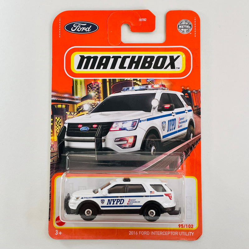 2022 Matchbox MBX Metro 2016 Ford Interceptor Utility blanco