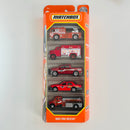2021 Matchbox MBX Fire Rescue 5 Pack Set de 5 - Flame Tamer, Matchbox Ambulance, 2015 Dodge Ram 1500, Ford Police Interceptor, Freightliner M2 106 Fire Tanker