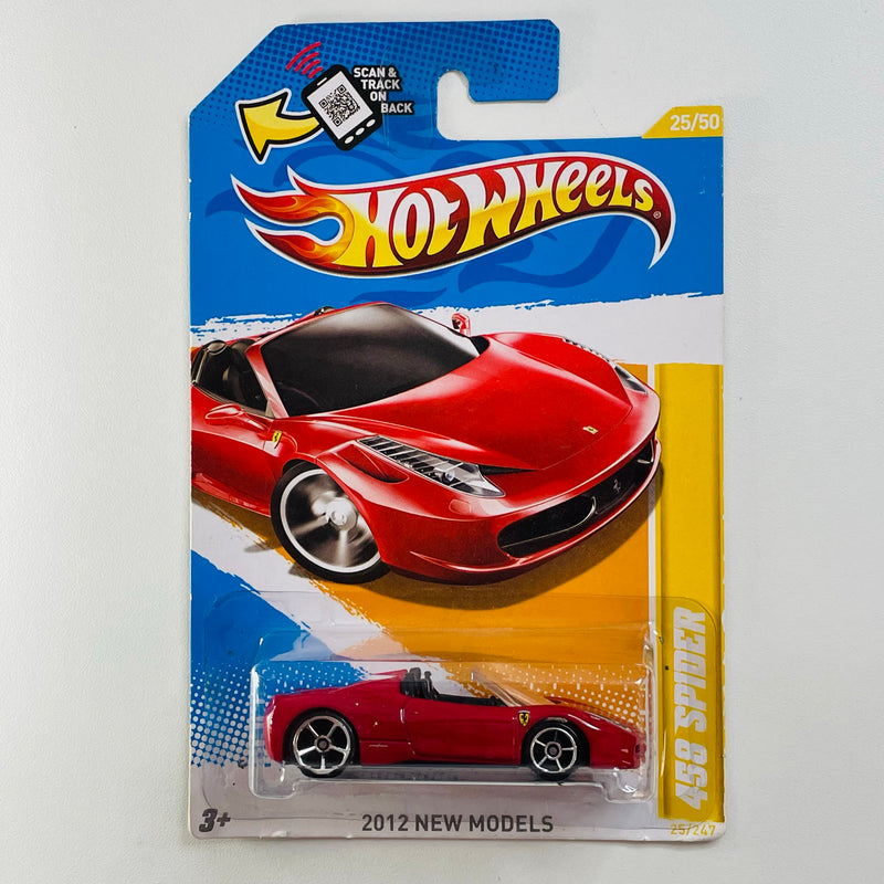 2012 Hot Wheels New Models Ferrari 458 Spider rojo OH5 Primera Edicion