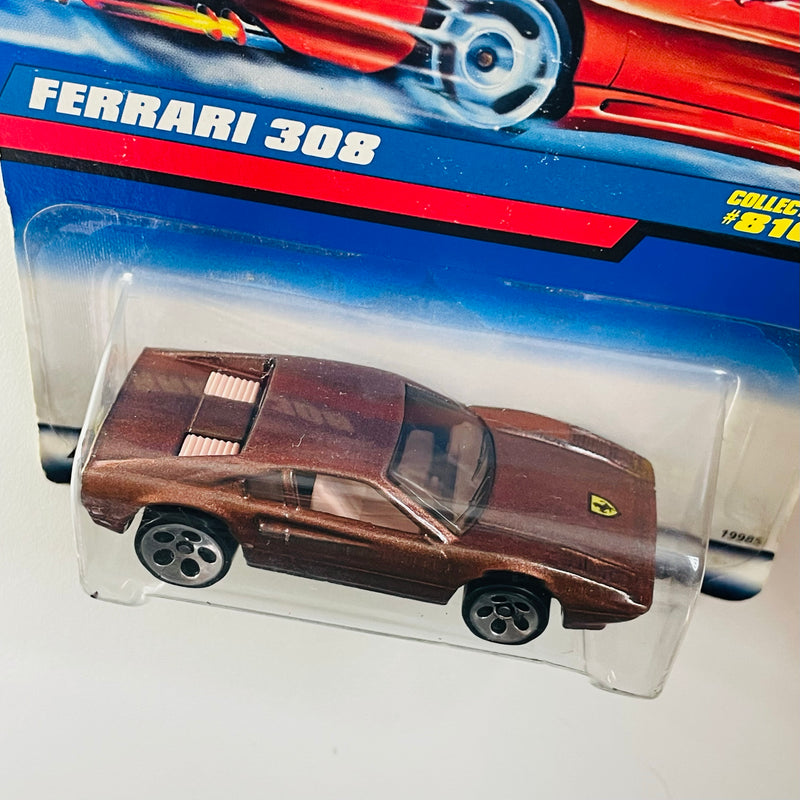 1998 Hot Wheels Ferrari 308 816 marrón metálico 5DOT variante Tarjeta Auto Rojo