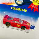 1995 Hot Wheels Gold Medal Speed Ferrari F40 69 rojo LW base ZAMAC