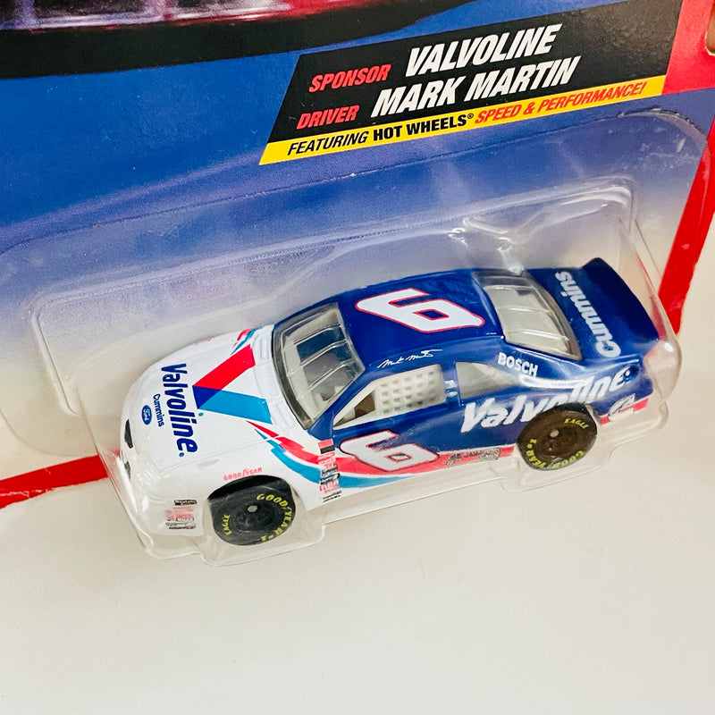 1997 Hot Wheels Pro Racing NASCAR Mark Martin 6 Valvoline Ford Thunderbird azul con blanco Goodyear 10SP