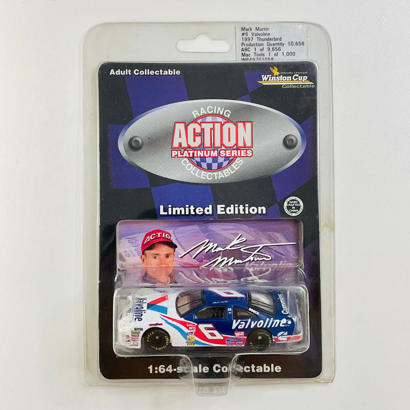 1996 Action Platinum Series Racing Collectibles NASCAR Limited Edition 1/10,656 Winston Cup Mark Martin 6 Valvoline Ford Thunderbird azul con blanco Llantas de Goma