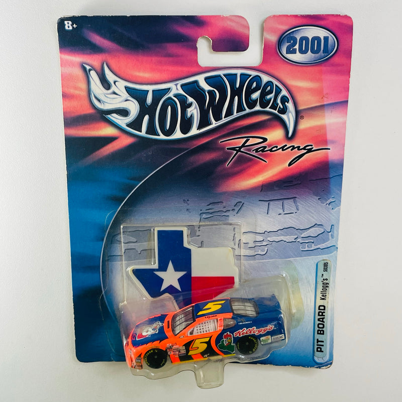 2001 Hot Wheels Racing Pit Board NASCAR Terry Labonte 5 Kelloggs Chevrolet Monte Carlo naranja con azul Goodyear 10SP con Sticker