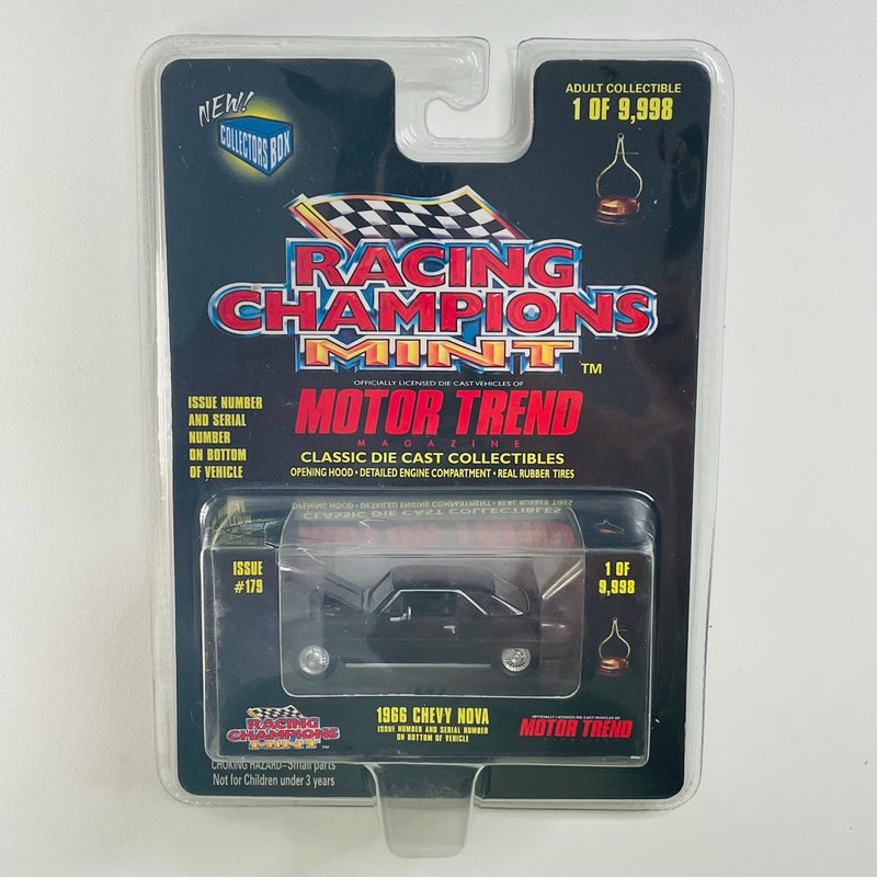 1998 Racing Champions Mint Motor Trend Magazine Limited Edition 1/9,998 1966 Chevy Nova negro Llantas de Goma