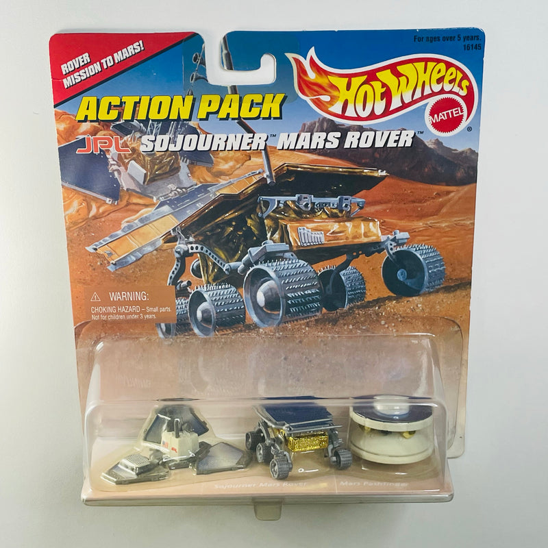 1997 Hot Wheels Action Pack JPL Sojourner Mars Rover Misión a Marte Diorama Set - Lander, Sojourner Mars Rover, Mars Pathfinder