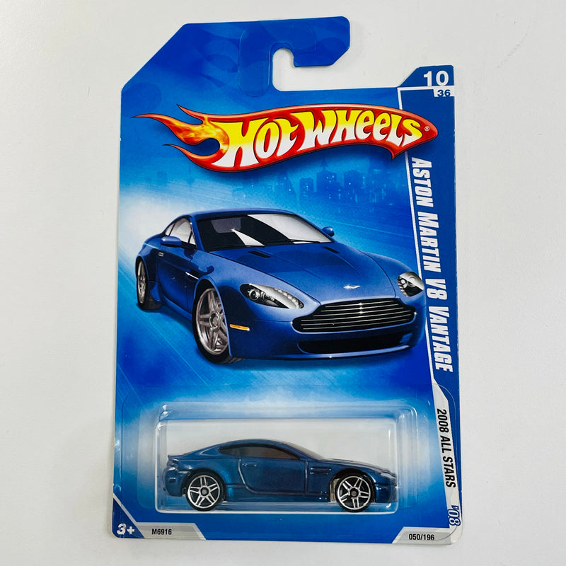 2008 Hot Wheels All Stars Aston Martin V8 Vantage azul metálico PR5