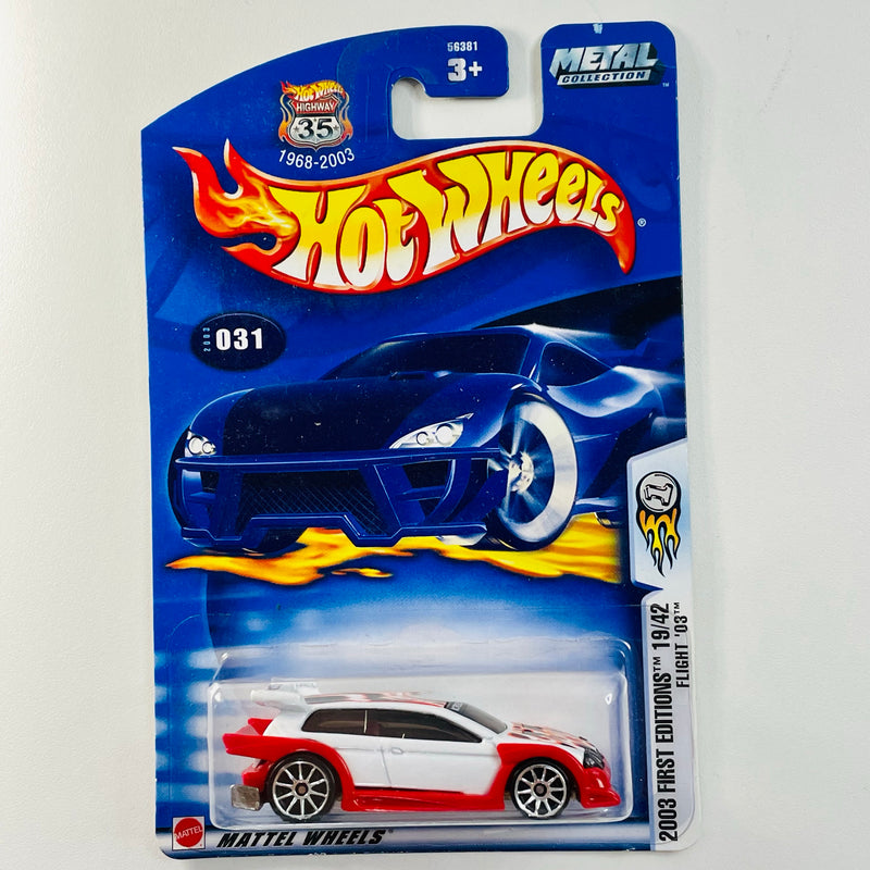 2003 Hot Wheels First Editions Flight 03 031 blanco con rojo 10SP base ZAMAC