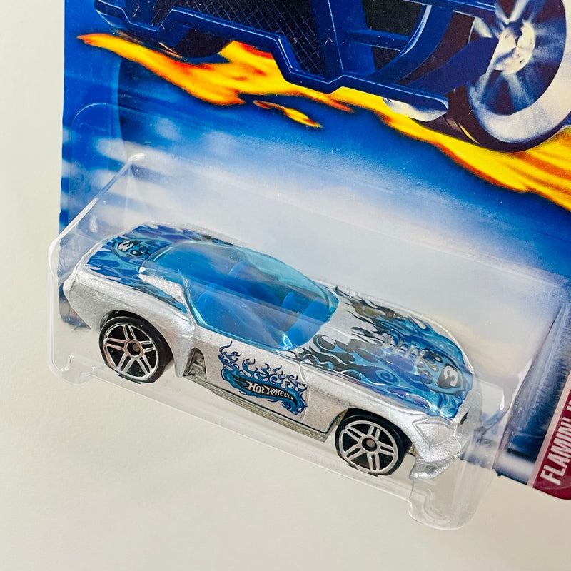 2003 Hot Wheels Flamin' Hot Wheels Pony-Up 062 plata PR5 base ZAMAC