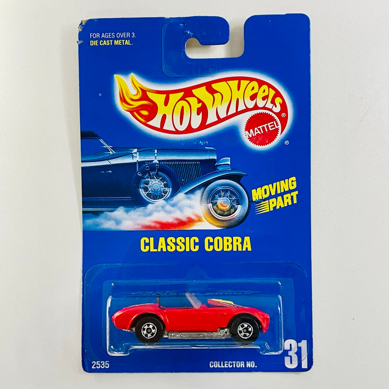 1992 Hot Wheels Moving Part Classic Cobra rojo BW base ZAMAC