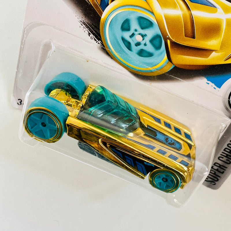 2017 Hot Wheels Treasure Hunt Super Chromes Pharodox dorado 5SP base ZAMAC