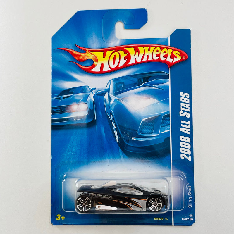 2008 Hot Wheels All Stars Sling Shot negro PR5 base ZAMAC