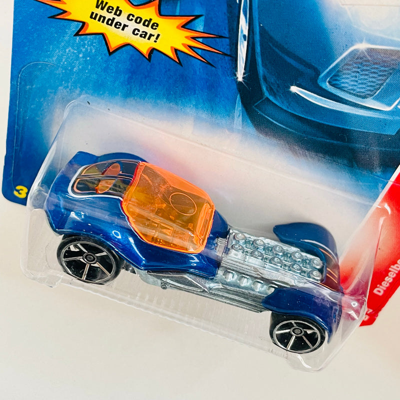 2007 Hot Wheels Code Car Dieselboy azul metálico OH5 base ZAMAC