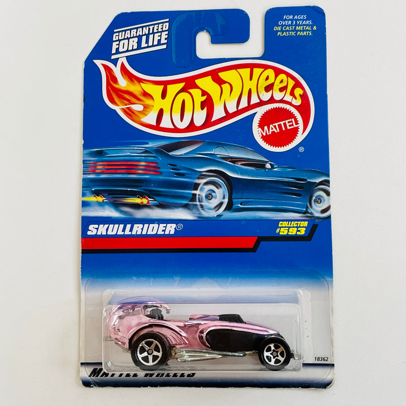 1996 Hot Wheels Skullrider 593 rosado cromado 5SP base ZAMAC Blíster 90s