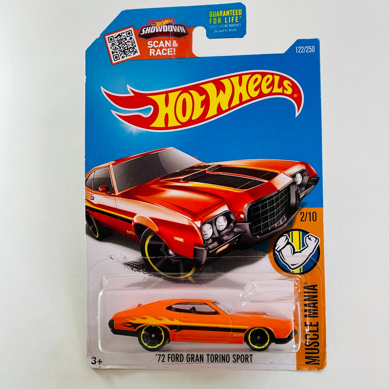 2016 Hot Wheels Muscle Mania 72 Ford Gran Torino Sport naranja MC5