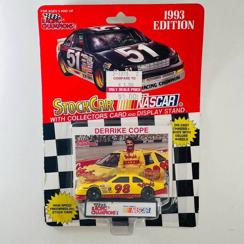 1993 Racing Champions Stock Car NASCAR Derrike Cope 98 Bojangles Ford Thunderbird amarillo Llantas Goodyear