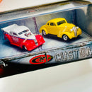 2001 Hot Wheels 100% Cool Classic Series Cool N Custom II Set de 2 con Llantas de Goma RR - 1937 Chevy, 37 Chevy Funny Car