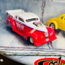 2001 Hot Wheels 100% Cool Classic Series Cool N Custom II Set de 2 con Llantas de Goma RR - 1937 Chevy, 37 Chevy Funny Car