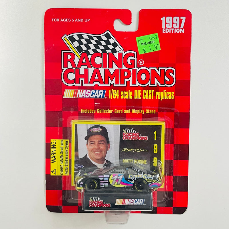 1997 Racing Champions NASCAR Brett Bodine 11 Close Call Ford Thunderbird negro Llantas Goodyear