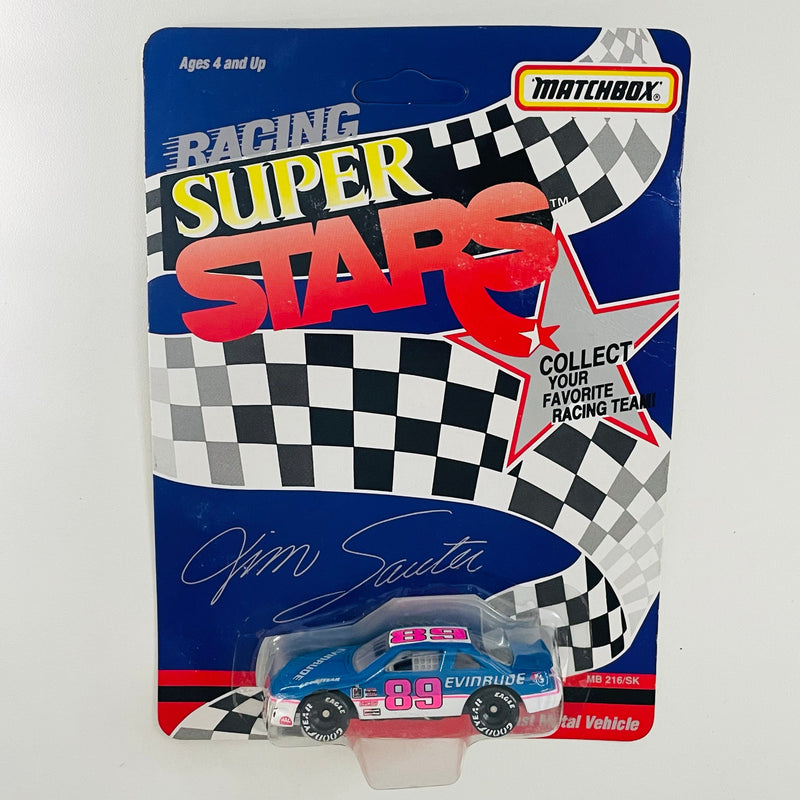 1992 Matchbox Racing Super Stars NASCAR Jim Sauter 89 Evinrude Pontiac Grand Prix azul Llantas Goodyear