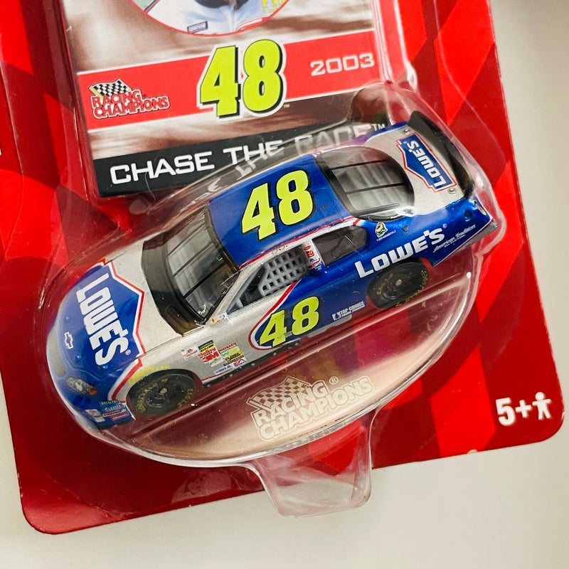 2003 Racing Champions Chase The Race NASCAR Jimmie Johnson 48 Lowe's Chevrolet Monte Carlo plata con azul Llantas Goodyear
