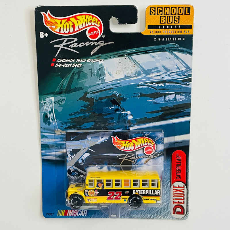 2000 Hot Wheels Racing Limited Edition 1/25,000 NASCAR Deluxe Caterpillar CAT Ward Burton School Bus amarillo Llantas Goodyear