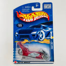 2002 Hot Wheels Fright Bike 133 rojo MC3 base ZAMAC