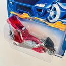 2002 Hot Wheels Fright Bike 133 rojo MC3 base ZAMAC