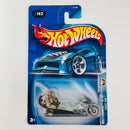 2003 Hot Wheels Wastelanders Fright Bike 162 negro MC3 base ZAMAC
