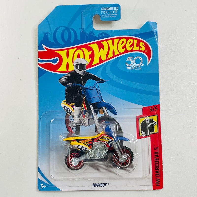 2018 Hot Wheels HW Daredevils HW450F amarillo ORMC base ZAMAC