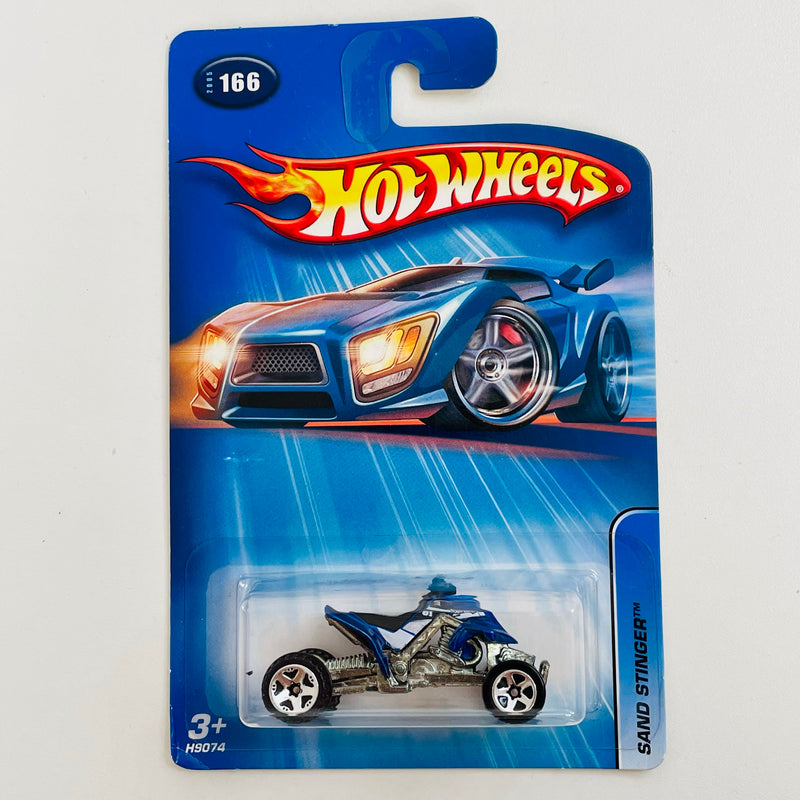 2005 Hot Wheels Sand Stinger 166 azul metálico 5SP base ZAMAC