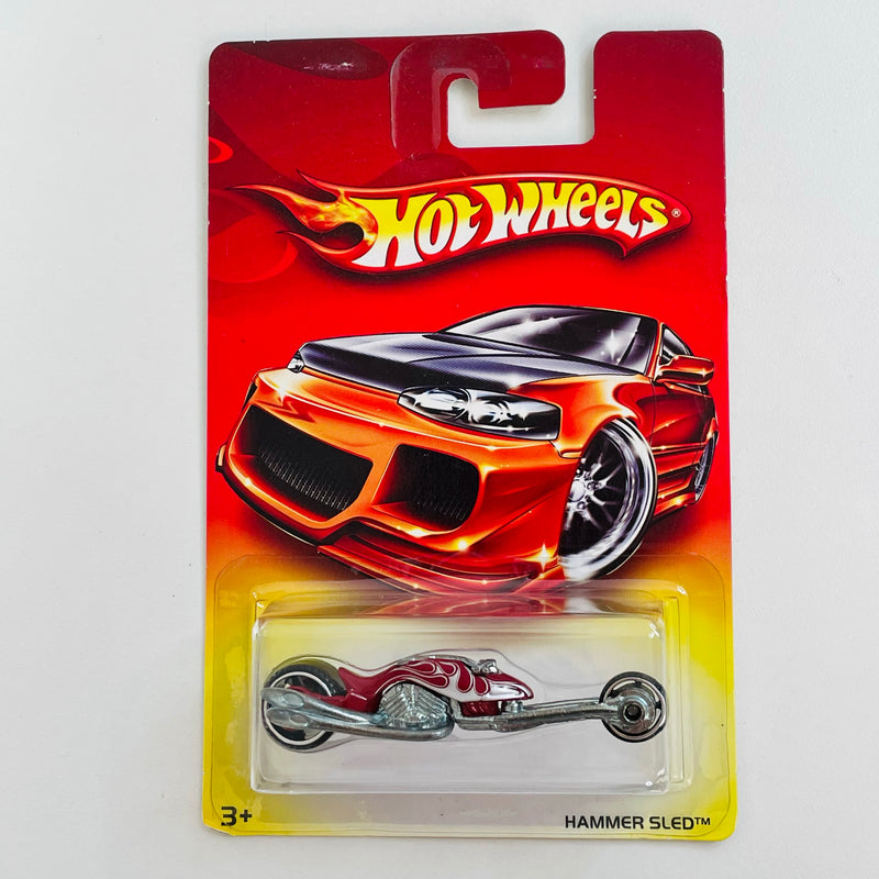 2007 Hot Wheels Walmart Exclusive Red Card Hammer Sled rojo metálico MC5 base ZAMAC