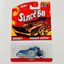 2007 Hot Wheels 40 Anniversary Since 68 Originals Scorchin' Scooter azul metálico MC3 base ZAMAC