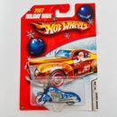 2007 Hot Wheels Holiday Rods Scorchin' Scooter azul metálico Llantas de Goma RR base ZAMAC