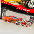 2006 Hot Wheels RLC Real Riders Pit Cruiser Exclusivo Red Line Club naranja spectraflame Llantas de Goma RR base ZAMAC