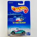 1995 Hot Wheels 32 Ford Delivery 135 blanco con turquesa 7SP base ZAMAC