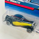 1999 Hot Wheels 37 Bugatti 1098 negro con amarillo LW base ZAMAC