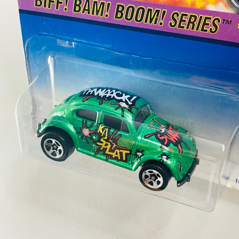 1997 Hot Wheels Biff! Bam! Boom! Series Volkswagen VW Bug verde metálico 5SP base ZAMAC