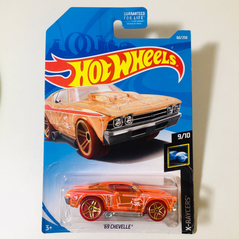 2019 Hot Wheels Treasure Hunt X-Raycers 69 Chevelle naranja PR5