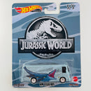 2022 Hot Wheels Premium Pop Culture Jurassic World HW Tour Bus celeste metálico Llantas de Goma RR base ZAMAC
