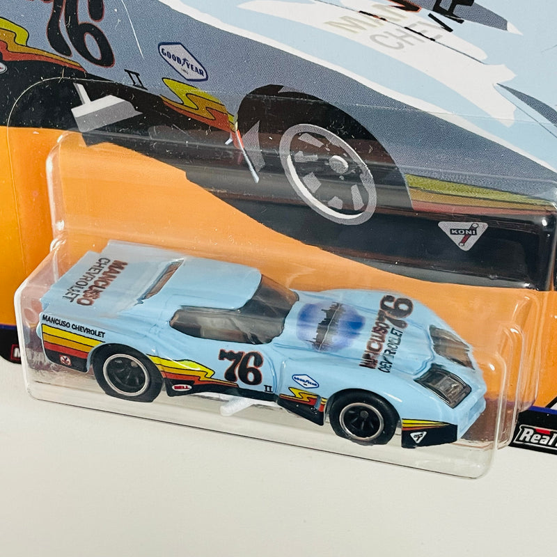 2019 Hot Wheels Premium Car Culture Silhouettes 76 Greenwood Corvette celeste Llantas de Goma RR